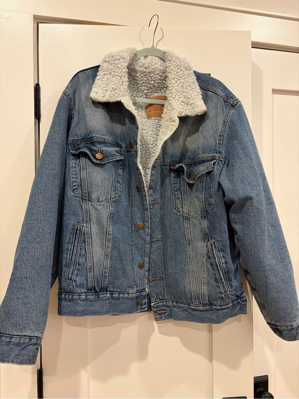 Levi's Blue Denim Jacket with White Sherpa Collar